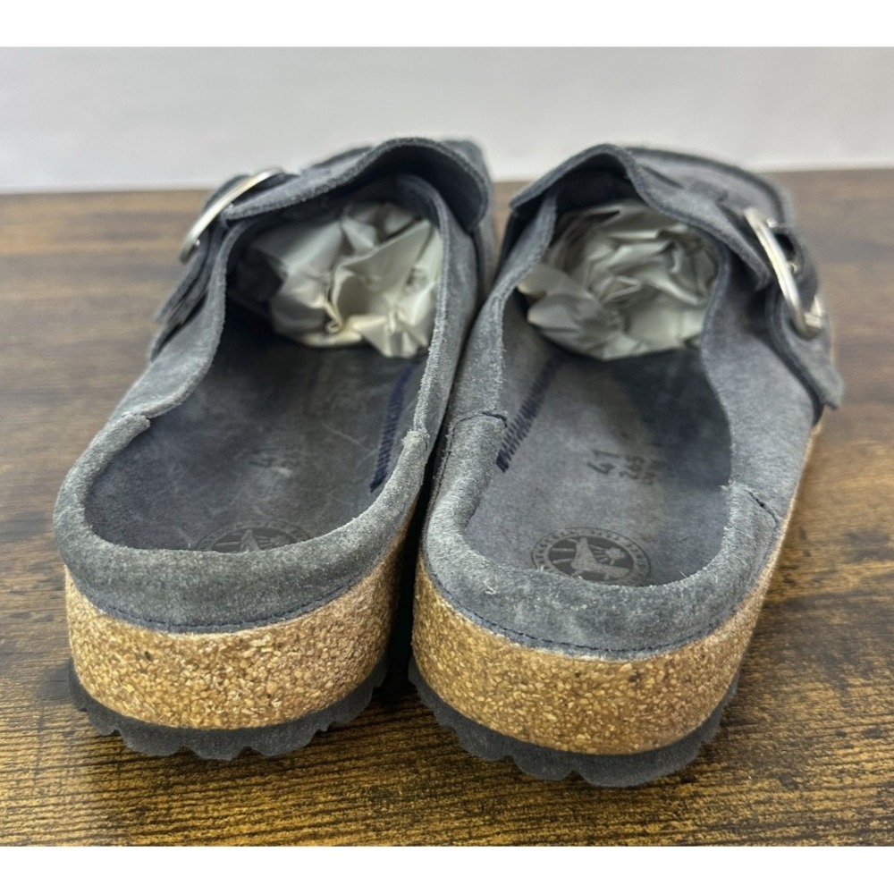 Birkenstock Buckley Blue Grey Suede Clog Cork Shoes Size 41 Women's 10 Men's 8 - Picture 10 of 14